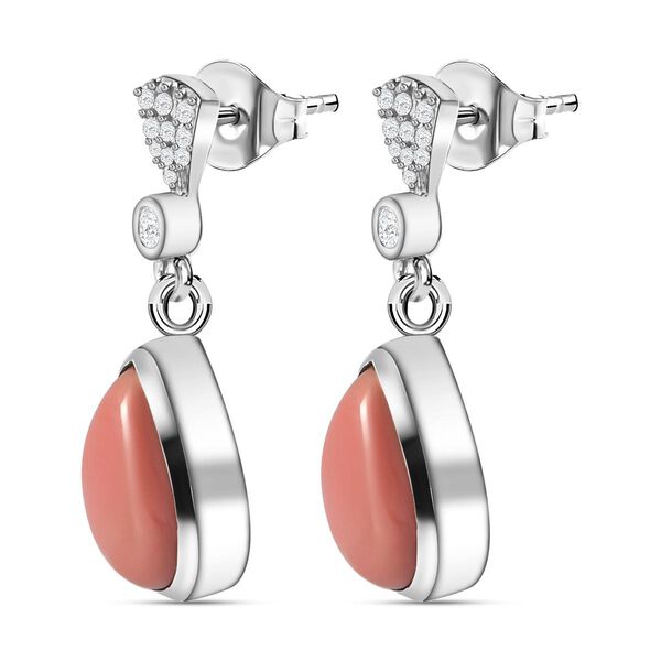 Oregon Pfirsich Opal und Zirkon-Ohrh&auml;nger - 4,48 ct. image number 4