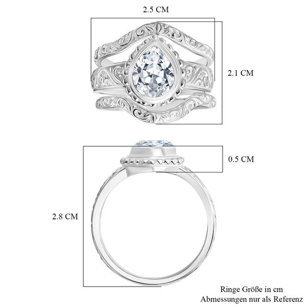 D'Joy Royal Bali Tropfenschliff Moissanit Ringe und Anh&auml;nger in 925 Silber image number 3