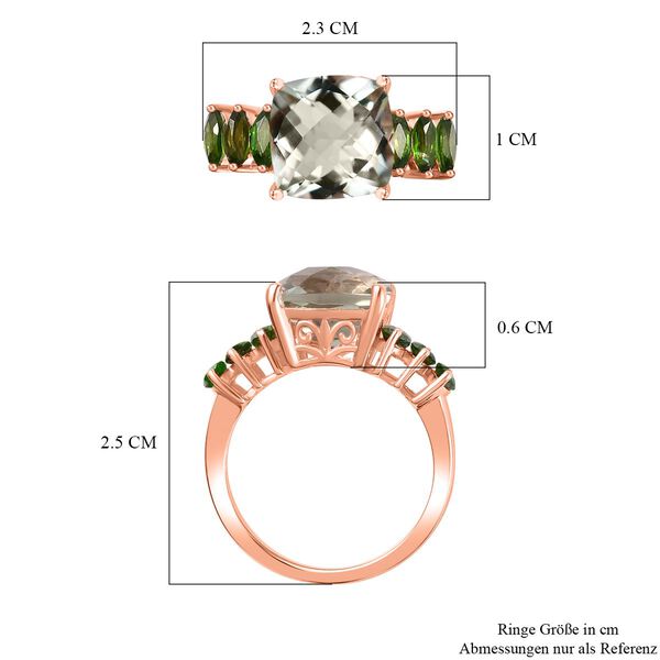 Prasiolite, Natürlicher Chromdiopsid Ring 925 Silber 750 Roségold Vermeil (Größe 17.00) ca. 5,09 ct image number 7