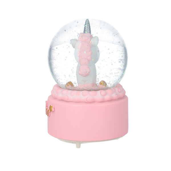 Schneekugel Musik und Licht, 15x10 cm, Einhorn, Rosa image number 3
