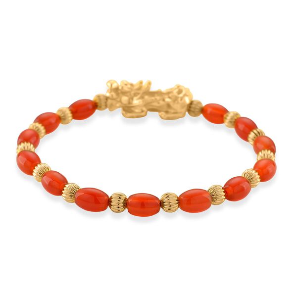 Roter Achat Pixiu Armband, flexibel, gelb vergoldet ca. 35.00 ct image number 4