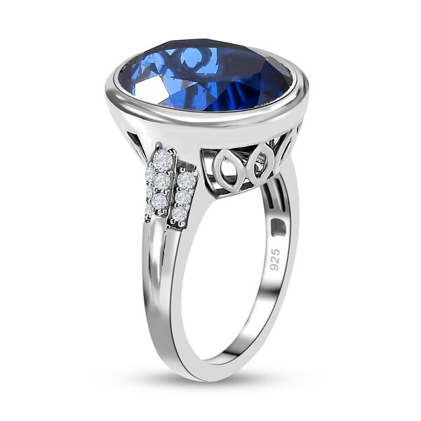 Ceylonfarbener Quarz und Zirkon-Ring, 925 Silber platiniert - 9,29 ct.&nbsp; image number 5