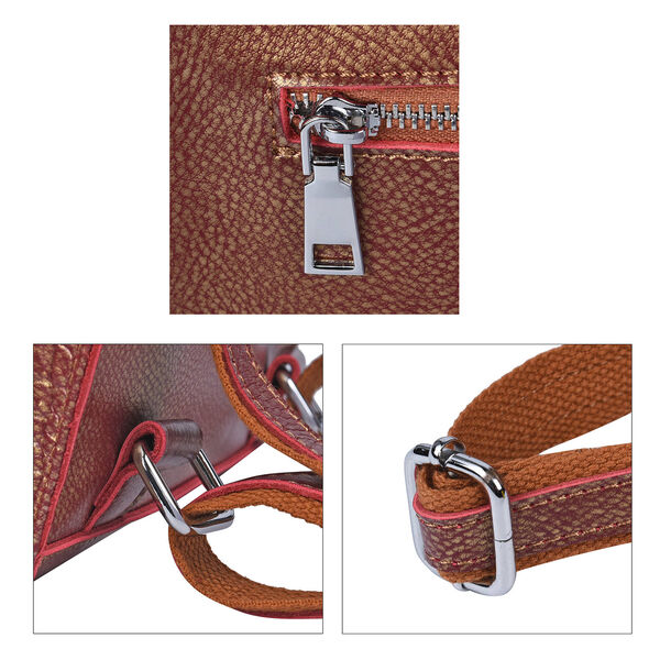 Rucksack aus 100% echtem Leder mit Kroko-Pr&auml;gung, Braun image number 6