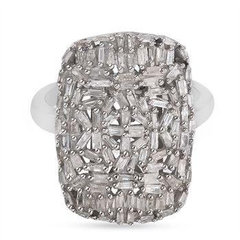 Diamant Cluster Ring 925 Silber platiniert (Gr&ouml;&szlig;e 18.00) ca. 1,00 ct