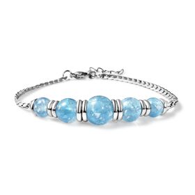 Hellblaues Künstlicher-Opal-Armband, ca. 18.5 cm Reiner Edelstahl