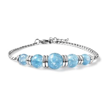 Hellblaues K&uuml;nstlicher-Opal-Armband, ca. 18.5 cm + 3.5 cm Extender, 316L Edelstahl