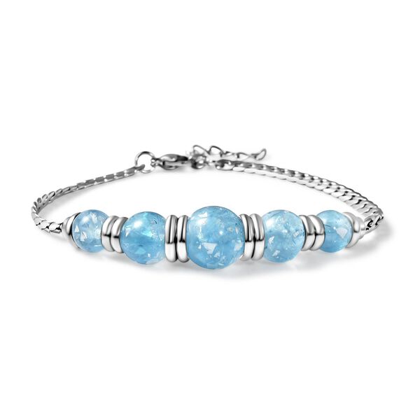 Hellblaues Künstlicher-Opal-Armband, ca. 18.5 cm Reiner Edelstahl image number 0