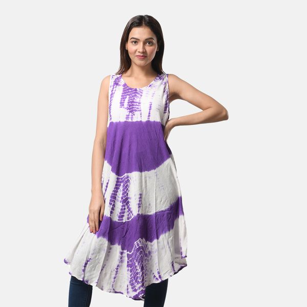Tie Dye Kleid, Einheitsgröße, Weiß und Lila image number 3