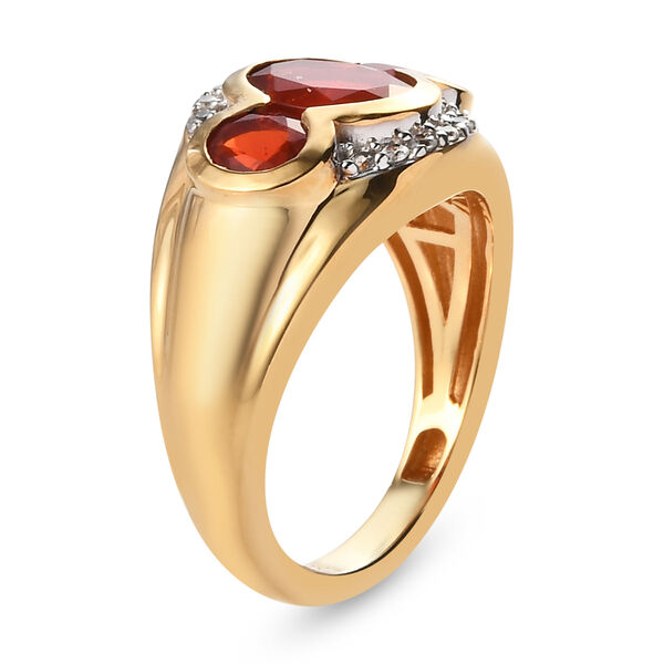 Mexikanischer Kirschfeuer-Opal und Zirkon-Ring, 925 Silber Gelbgold Vermeil  ca. 1,60 ct image number 5