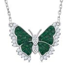 Grüner Nanokristall, Weißer Zirkonia Halskette ca. 45 cm 925 Silber rhodiniert