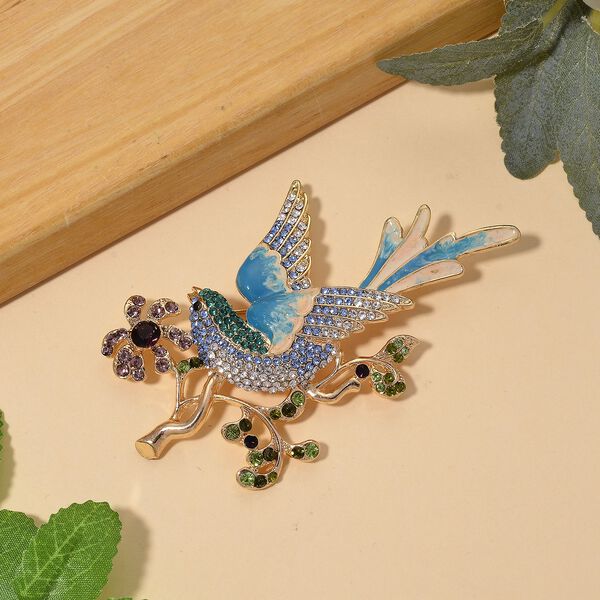 Mehrfarbiger Kristall Brosche emailliert image number 1