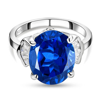 Ceylon Farbe Quarz und wei&szlig;er Zirkon-Ring, 925 Silber platiniert (Gr&ouml;&szlig;e 16.00) ca. 5,37 ct