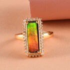 Kanadischer Ammolit und Diamant-Ring, 925 Silber Gelbgold Vermeil  ca. 2,59 ct image number 1