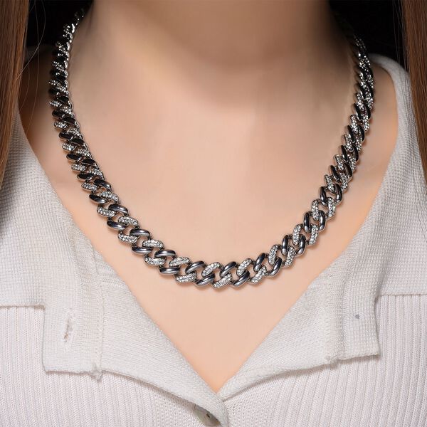 Designer inspiriert- Weißer Kristall Panzer Halskette ca. 50 cm Standard image number 2