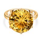 Sternlicht-Schliff - Citrin Ring, 925 Silber 750 Gelbgold Vermeil (Größe 18.00) ca. 9.42 ct