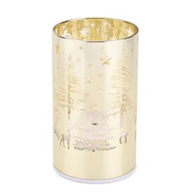 Wintertraum-Kollektion - LED-Tischlampe mit Drehfunktion, Rentier- und Tannenbaum-Motiv, Gold