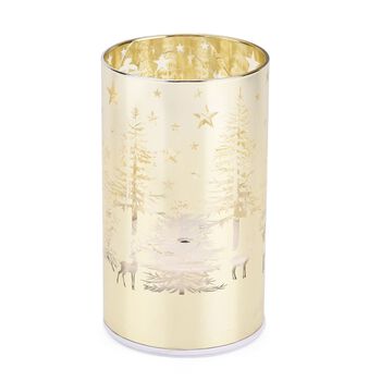 Wintertraum-Kollektion - LED-Tischlampe mit Drehfunktion, Rentier- und Tannenbaum-Motiv, Gold