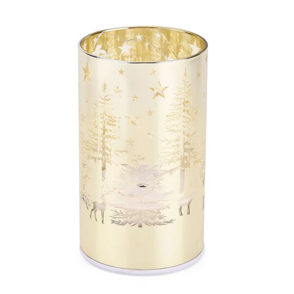 Wintertraum-Kollektion - LED-Tischlampe mit Drehfunktion, Rentier- und Tannenbaum-Motiv, Gold