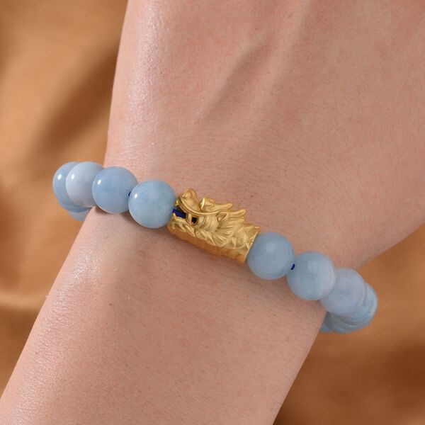 Aquamarin Flexibles Armband, 925 Silber vergoldet ca. 165.00 ct image number 2