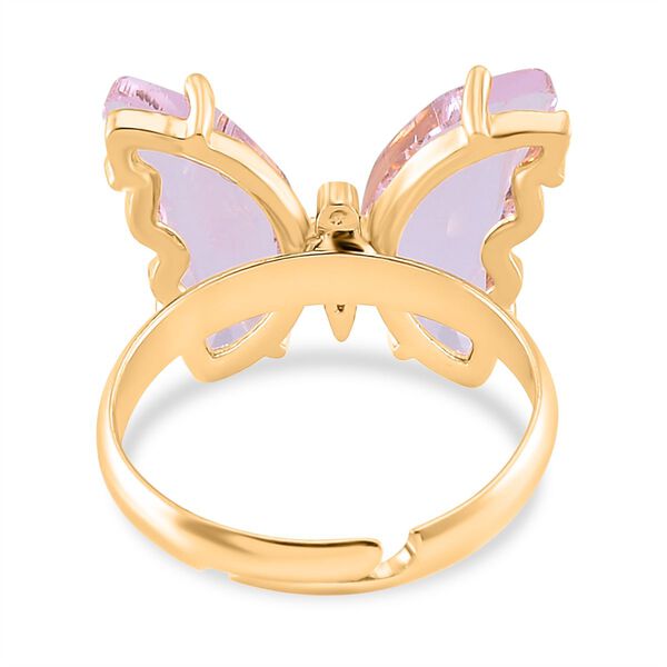 Flexibler weißer Zirkonia und rosa Kristall-Ring (16,50-19,50) image number 5