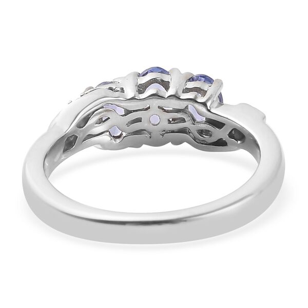 Tansanit und Zirkon 3 Stein Ring 925 Silber Platin-&Uuml;berzug image number 6