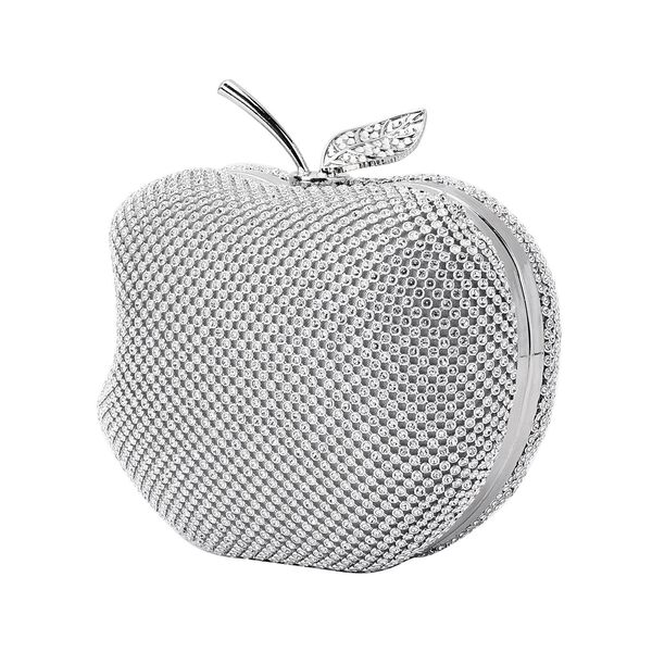 Apple-Clutch mit Kristallverzierung, 15x11,5 cm, Silber image number 2