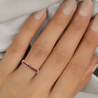Burmesischer Rubin Half Eternity Band Ring 925 Silber Vergoldet image number 1