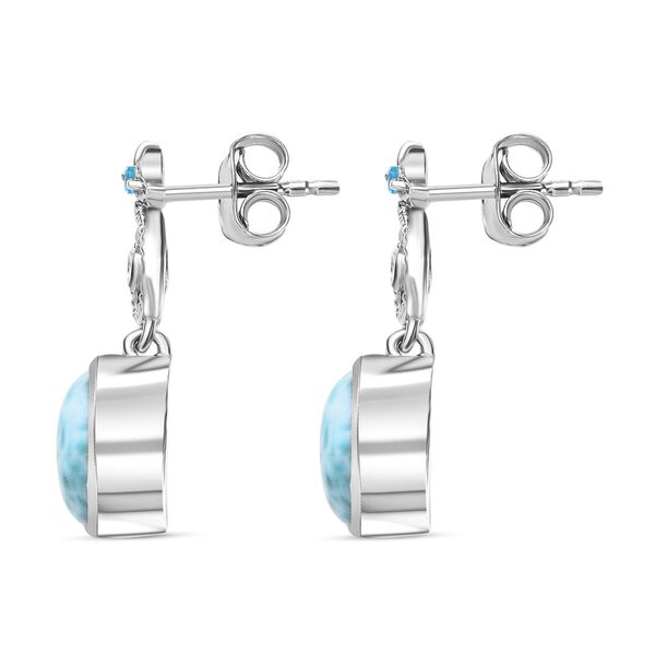 Seepferdchen Larimar, Neon Apatit und Zirkon Ohrringe image number 4