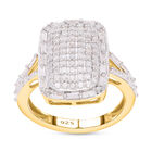 Weißer Diamant Ring, 925 Silber Gelbgold Vermeil, (Größe 18.00) ca. 1.00 ct