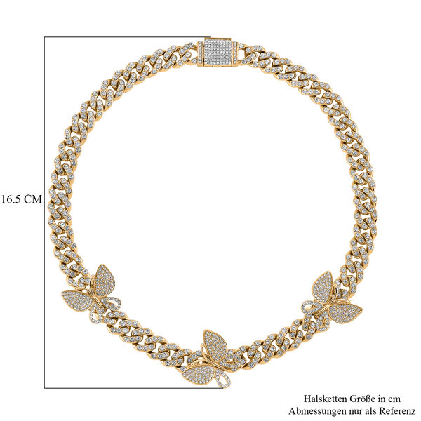 DESIGNER INSPIRIERT Schmetterling Wei&szlig;er Kristall Halskette ca. 45 cm, Goldfarben image number 7