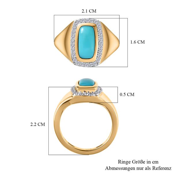 Amerikanischer, natürlicher Sleeping Beauty Türkis und Zirkon-Ring - 1,54 ct. image number 7