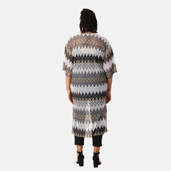 Gehäkelter Kimono, Meshgewebe, Schwarz image number 2