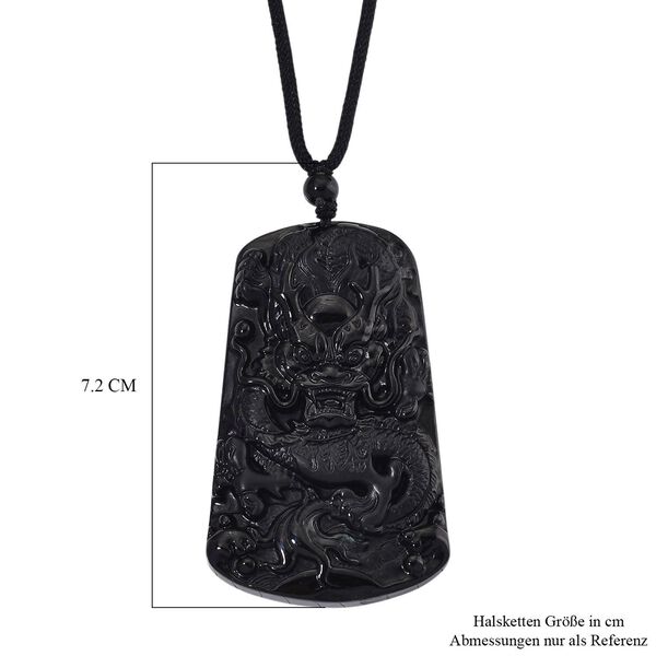 Schwarze Jadeit Anhänger mit verstellbarem Baumwollband, ca. 125.00 ct image number 7