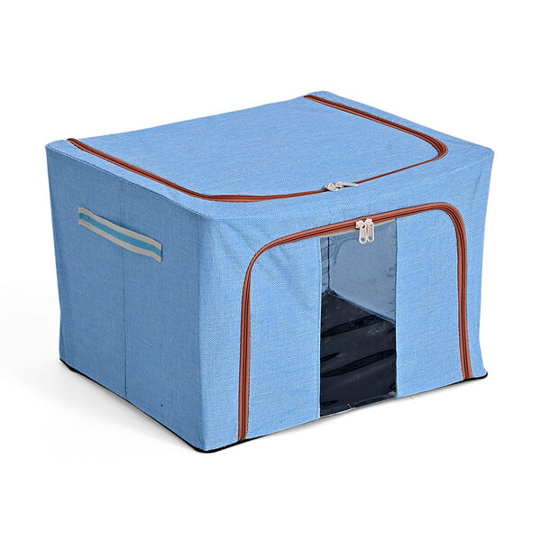 Faltbare Aufbewahrungsbox aus Stoff, 66 Liter offen, Gr&ouml;&szlig;e 50x40x33cm gefaltet, Hellblau image number 3