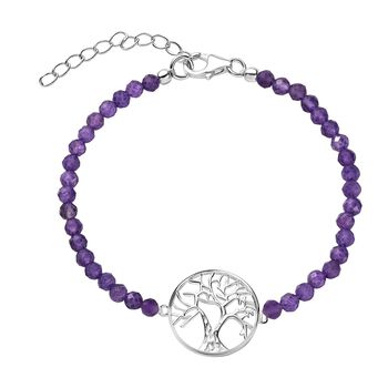 Afrikanisches Amethyst Armband, ca. 16.5 cm + 3.5 cm Extender, 925 Silber ca. 9.70 ct