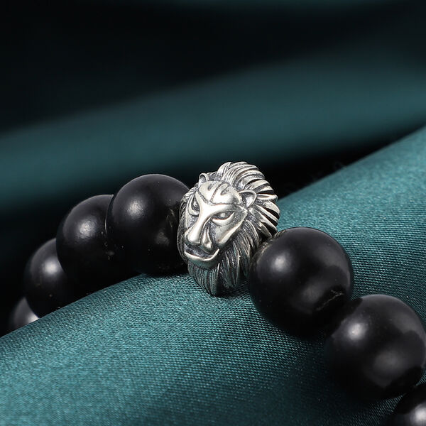 Schungit Armband, 19 cm, (9-11mm),925 Silber Schwarz oxidiert ca. 134.00 ct image number 1