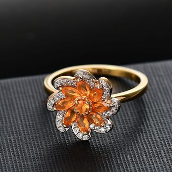 Feuer opal Ring 925 Silber vergoldet (Gr&ouml;&szlig;e 16.00) ca. 0,77 ct