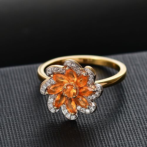Feuer opal Ring 925 Silber vergoldet (Größe 16.00) ca. 0,77 ct image number 1