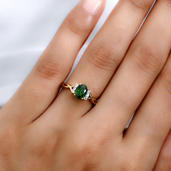Natürlicher Chromdiopsid und Zirkon Ring 925 Silber vergoldet  ca. 0,98 ct image number 3