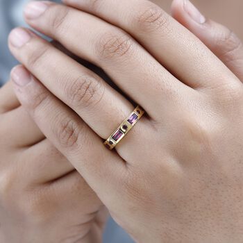 Nat&uuml;rlicher Rhodolith Granat Ring, 925 Silber Gelbgold Vermeil, (Gr&ouml;&szlig;e 19.00) ca. 2.42 ct