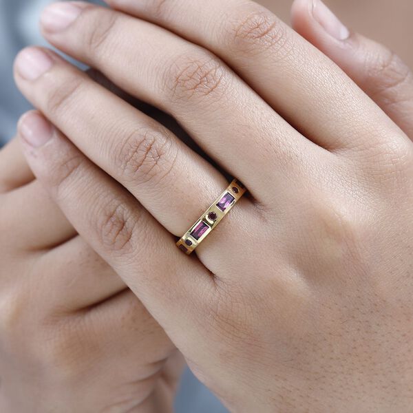 Nat&uuml;rlicher Rhodolith Granat Ring, 925 Silber Gelbgold Vermeil, (Gr&ouml;&szlig;e 19.00) ca. 2.42 ct image number 3