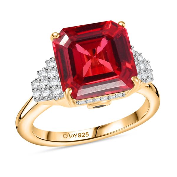 D'joy Lab Grown Padparadscha-Saphir , Blauer Saphir Ring 925 Silber 750 Gelbgold Vermeil (Gr&ouml;&szlig;e 18.00) ca. 7.18 ct image number 4