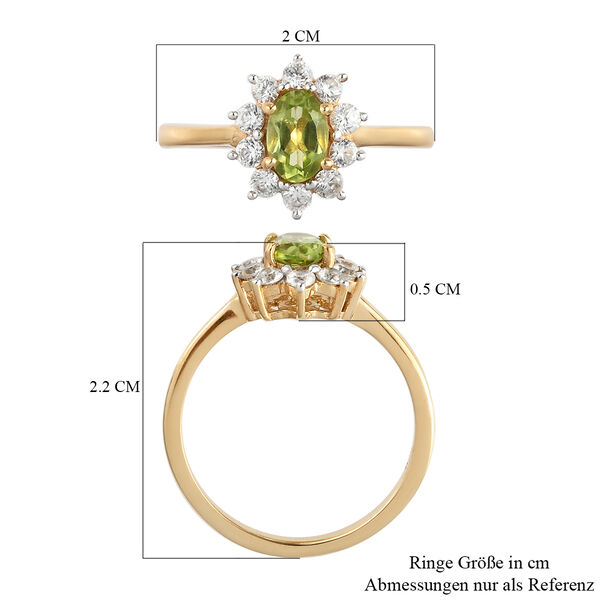 Natürlicher Peridot und Zirkon Ring 925 Silber vergoldet  ca. 0,99 ct image number 7