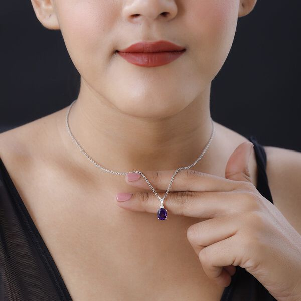 Afrikanischer Amethyst, wei&szlig;er Zirkon Anh&auml;nger, 925 Silber, ca. 1.69 ct image number 2