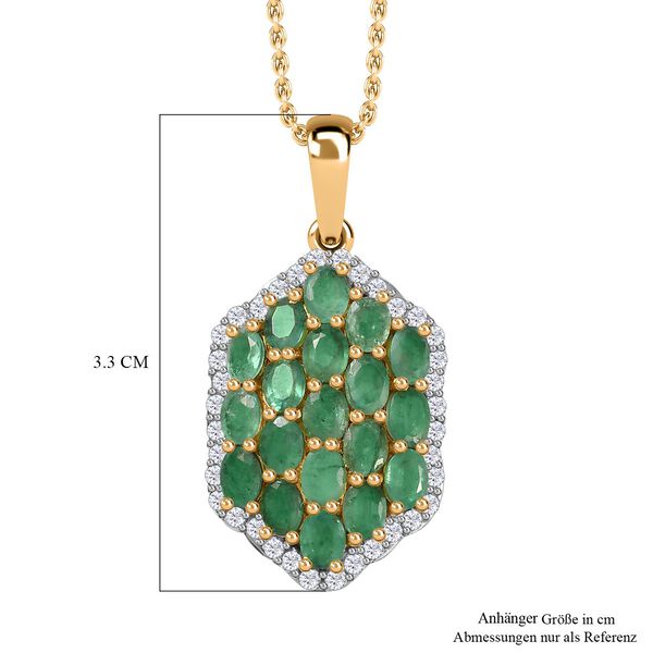 Kagem Sambischer Smaragd, Wei&szlig;er Zirkon Schmuckset 925 Silber 750 Gelbgold Vermeil ca. 3,24 ct. image number 7