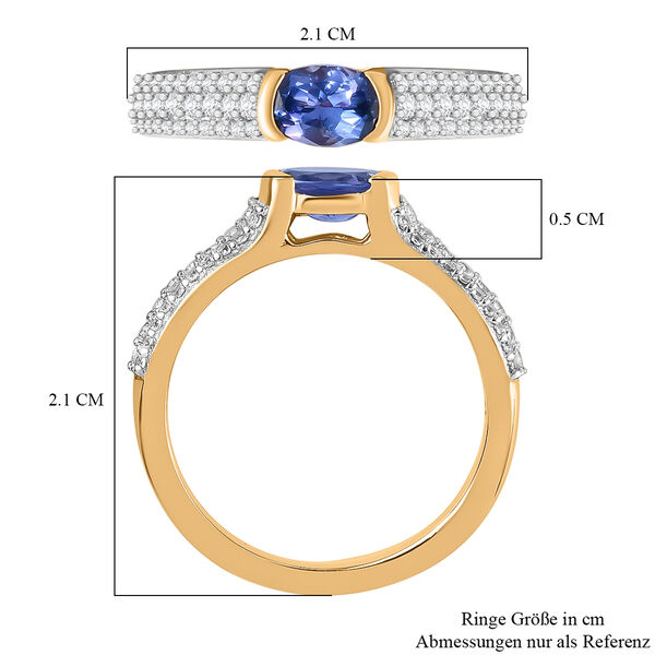 AA Tansanit und Zirkon-Ring, 925 Silber Gelbgold Vermeil  ca. 0,86 ct image number 7
