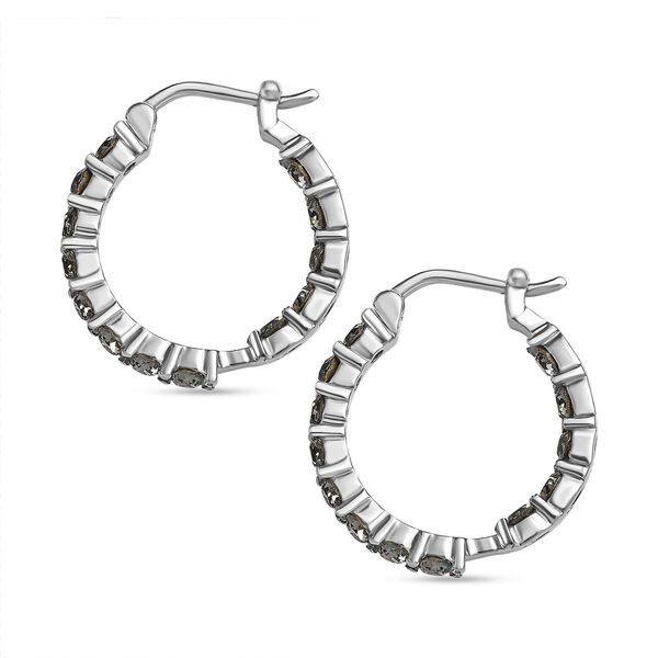 J Francis gefertigt mit SWAROVSKI- Schwarze Diamant Swarovski-Kristall Inside-Out-Creolen image number 4