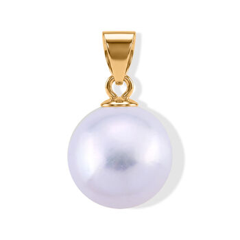D'Joy Wei&szlig;e Edison Perle (10-11 mm) Anh&auml;nger 925 Silber Vergoldet