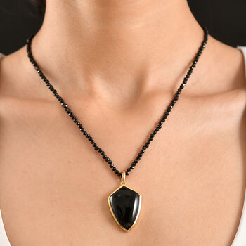 EVER TRUE AA Schwarzer Glasachat, Schwarzer Spinell Schmuckset ca. 50 cm ca. 71,00 ct.