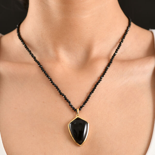 EVER TRUE AA Schwarzer Glasachat, Schwarzer Spinell Schmuckset ca. 50 cm ca. 71,00 ct. image number 2